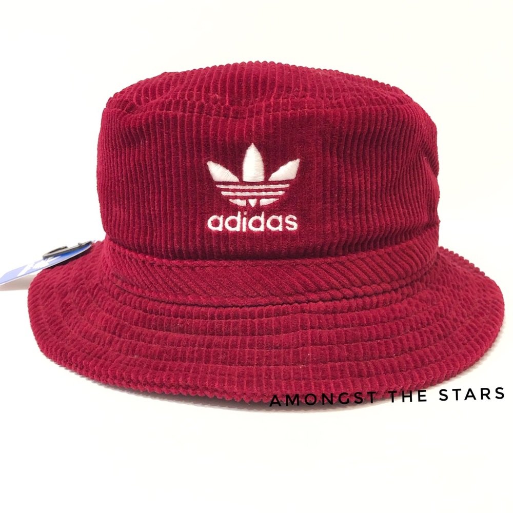adidas Corduroy Maroon Wine Wide Wale Bucket Hat - Picture 1 of 4